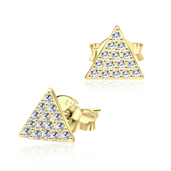 1Micron Gold Plated CZ Triangle Stud Earring STS-3560-GP